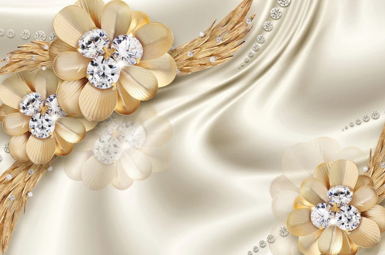 

Фотообои Walldeco Цветочное украшение из золота и камней №dec-217 Фреска