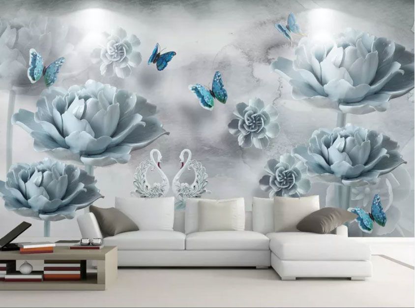 

Фотообои Walldeco Фарфоровые лебеди, цветы и бабочки №dec-2119 Гладь