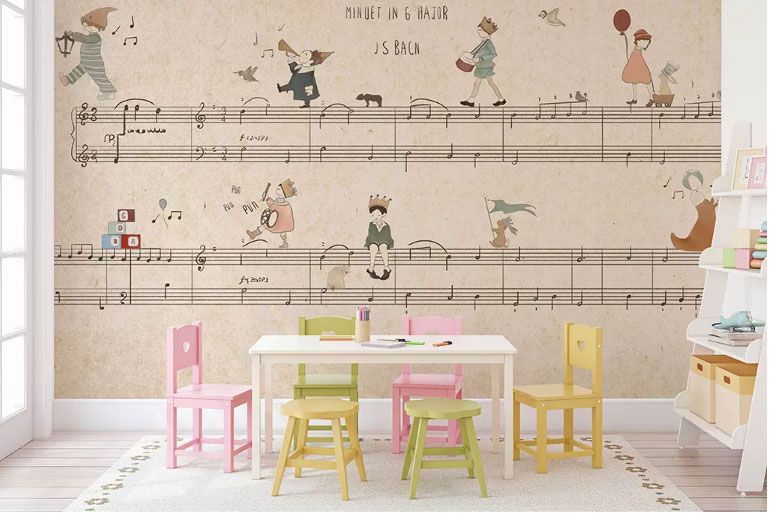 

Фотообои Walldeco Музыкальные ноты и человечки №dec-1395 Волокно