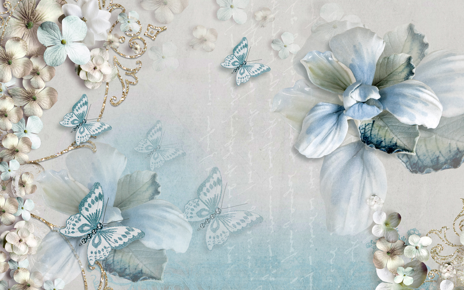 

Фотообои Walldeco Цветочный узор в сине-бежевых тонах №36035 Волокно