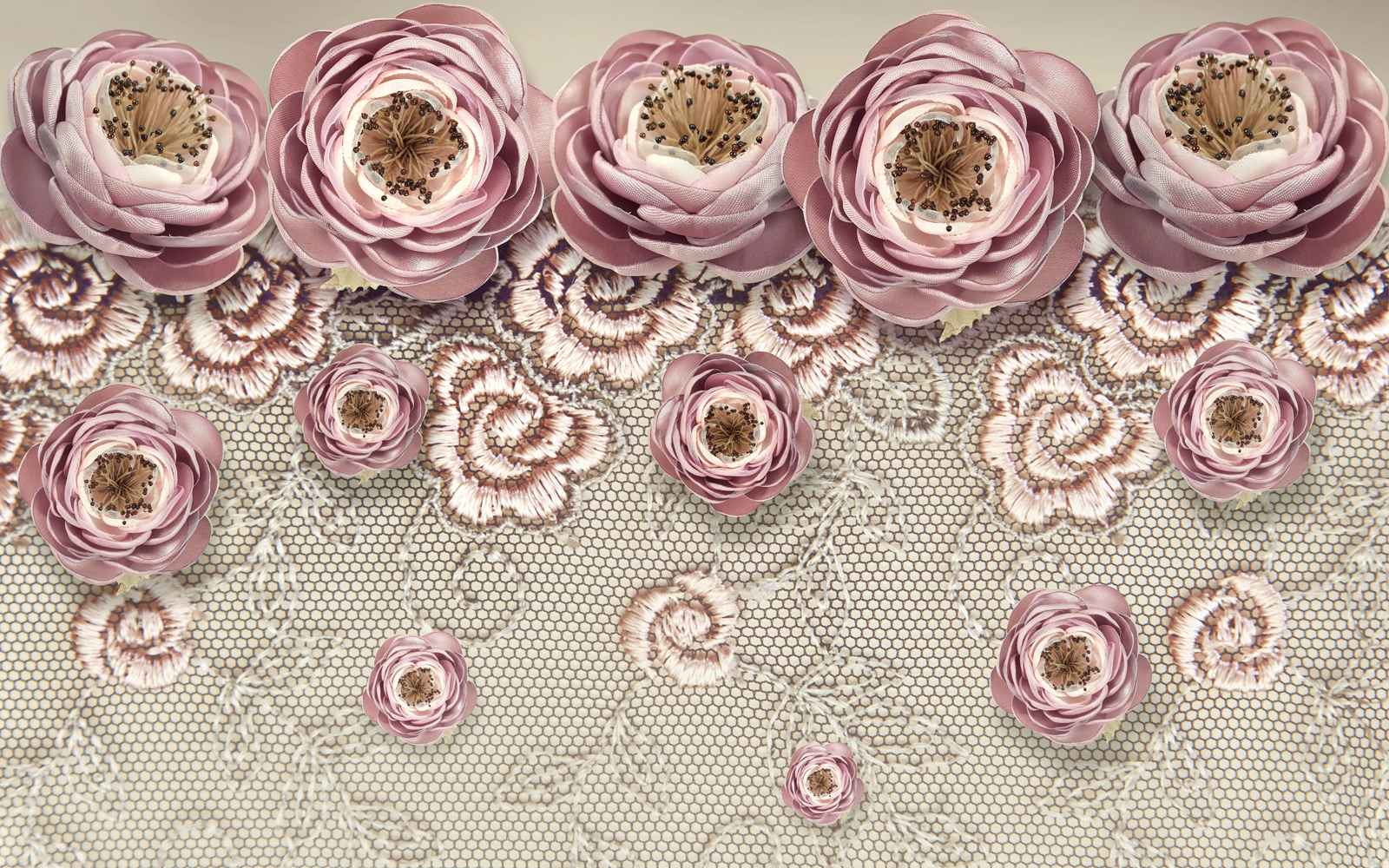 

Фотообои Walldeco Узор на ткани из цветов №37066 Базальт