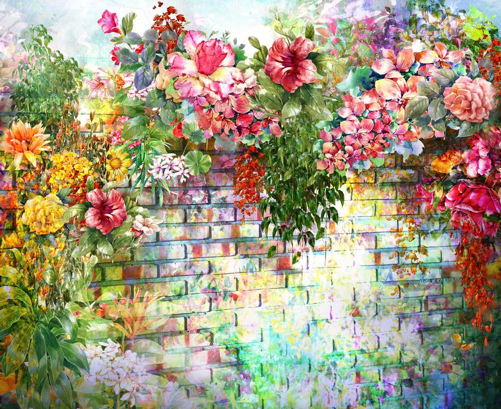 

Фотообои Walldeco Забор и цветы №29281 Фреска