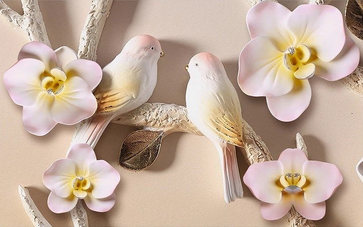 

Фотообои Walldeco Две птички на ветке №dec_3083 Фреска
