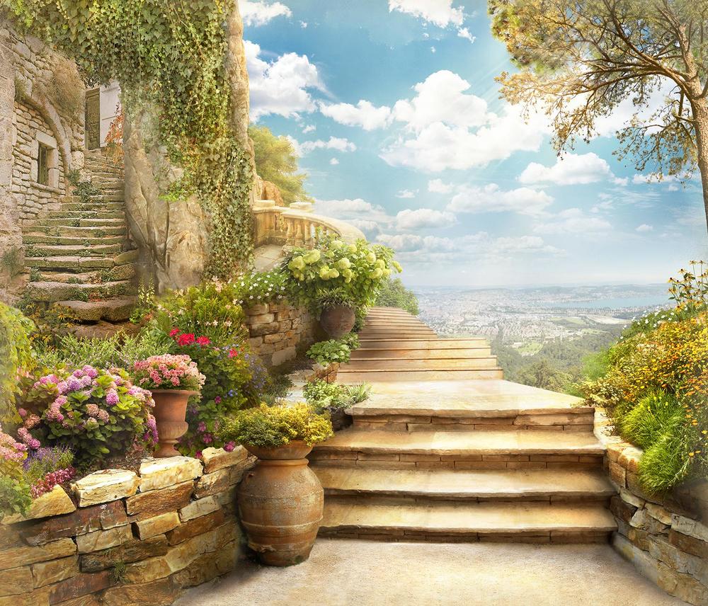 

Фотообои Walldeco Дом с каменной лестницей №33450 Гладь