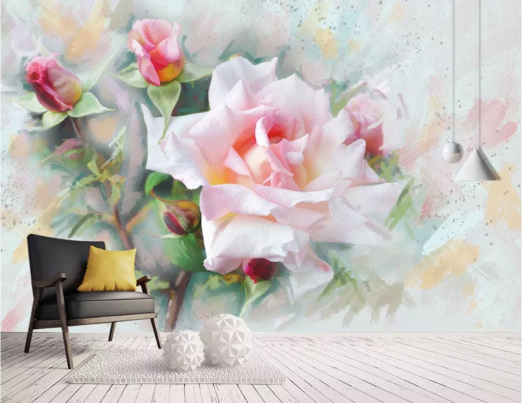 

Фотообои Walldeco Акварель: букет роз №dec-2019 Базальт