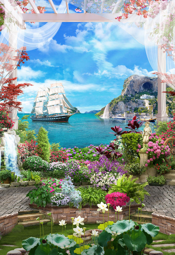 

Фотообои Walldeco Вид из сада на корабль №30311 Базальт