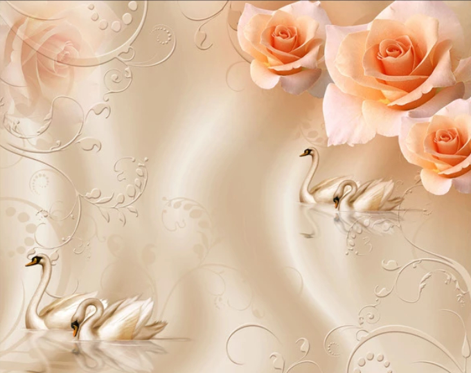 

Фотообои Walldeco Две пары лебедей №dec-001 Базальт