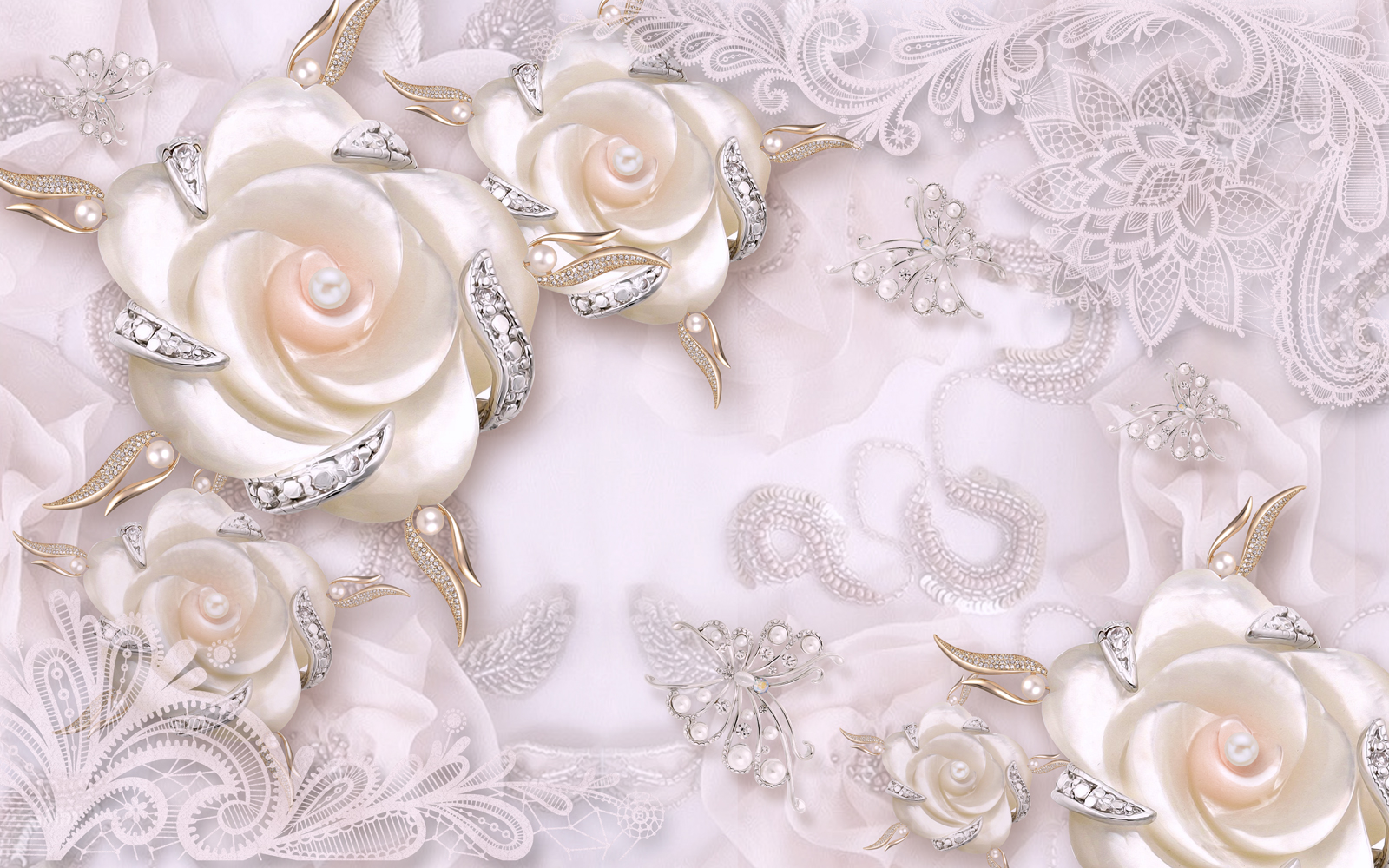 

Фотообои Walldeco Розы украшенные драгоценными камнями №37077 Фреска
