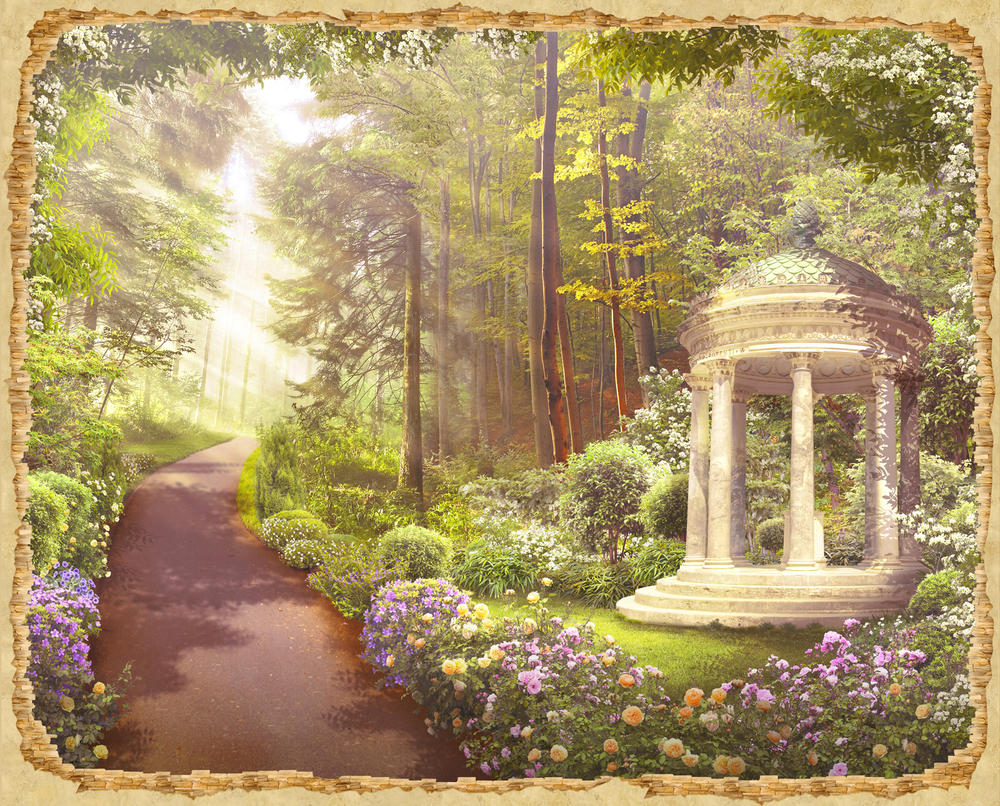 

Фотообои Walldeco Беседка в лесу №30172 Базальт
