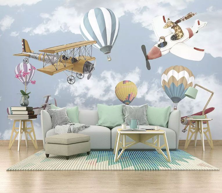 

Фотообои Walldeco Самолеты и воздушные шары в облаках №dec-1371 Жаккард