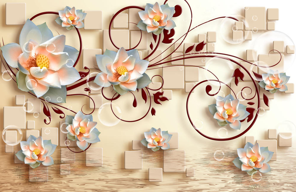 

Фотообои Walldeco Лилии и кубы №30932 Мелкий песок с блестками