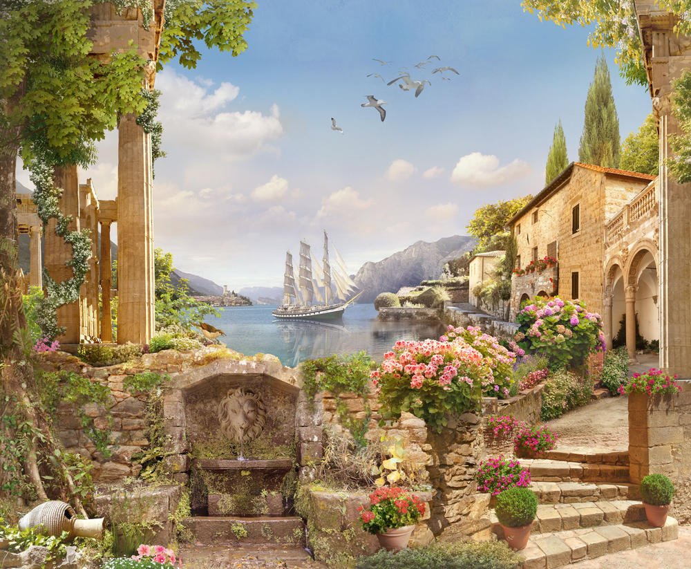 

Фотообои Walldeco Корабль и город №30908 Волокно