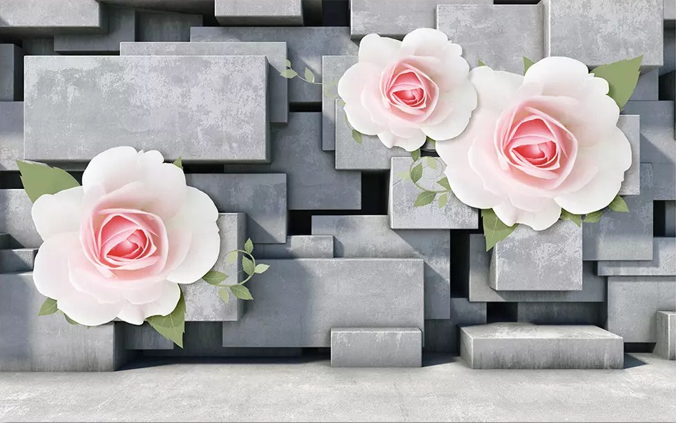 

Фотообои Walldeco Бетонные плиты с цветами №dec-658 Бриз