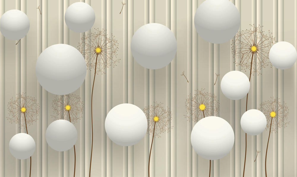 

Фотообои Walldeco Белые 3д шары №30201 Мелкий песок с блестками