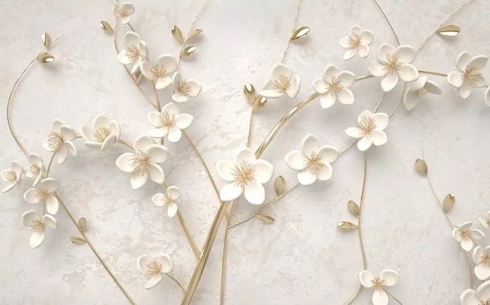

Фотообои Walldeco Белоснежные цветы на серебренных ветках №dec_3093 Деко