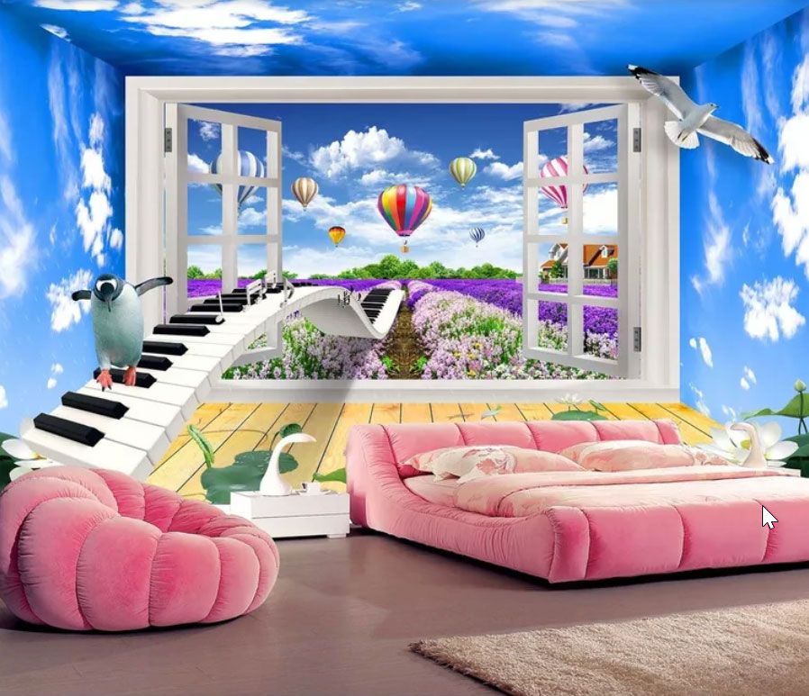 

Фотообои Walldeco Вид с окна на облака и воздушные шары №dec-2075 Фреска