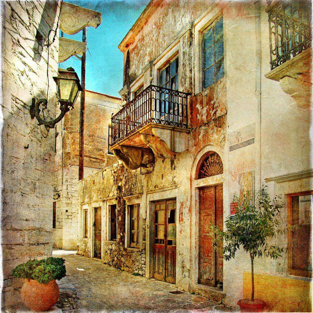 

Фотообои Walldeco Улочка в Греции №1990 Фреска