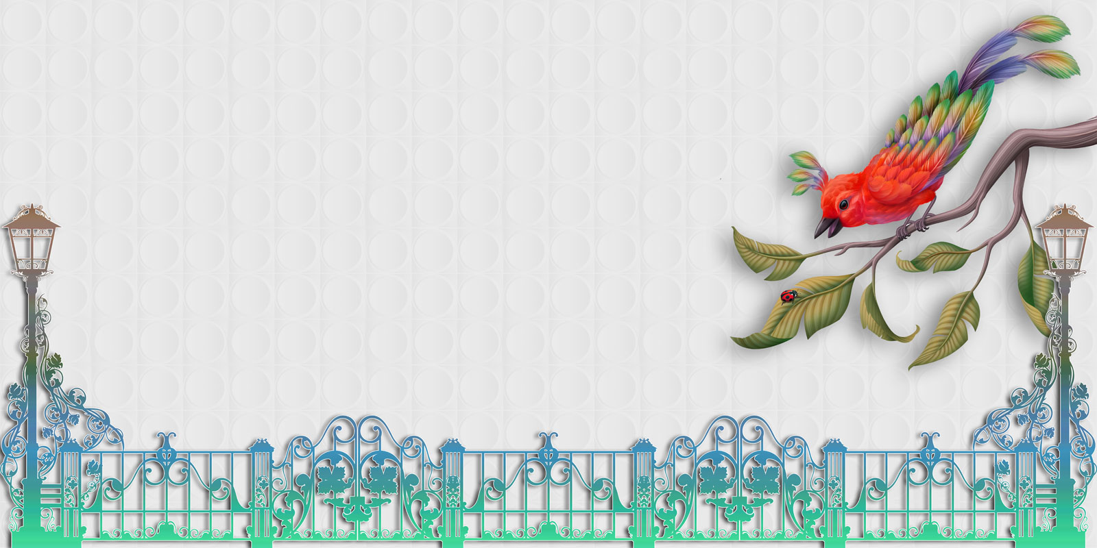 

Фотообои Walldeco Красивая птица над кованным забором №40416 Жаккард