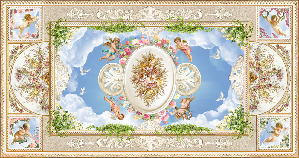 

Фотообои Walldeco Фреска с ангелами №31786 Мелкий песок с блестками