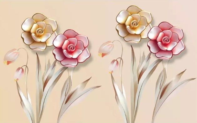 

Фотообои Walldeco 3d желтые и красные цветы №dec_3060 Деко