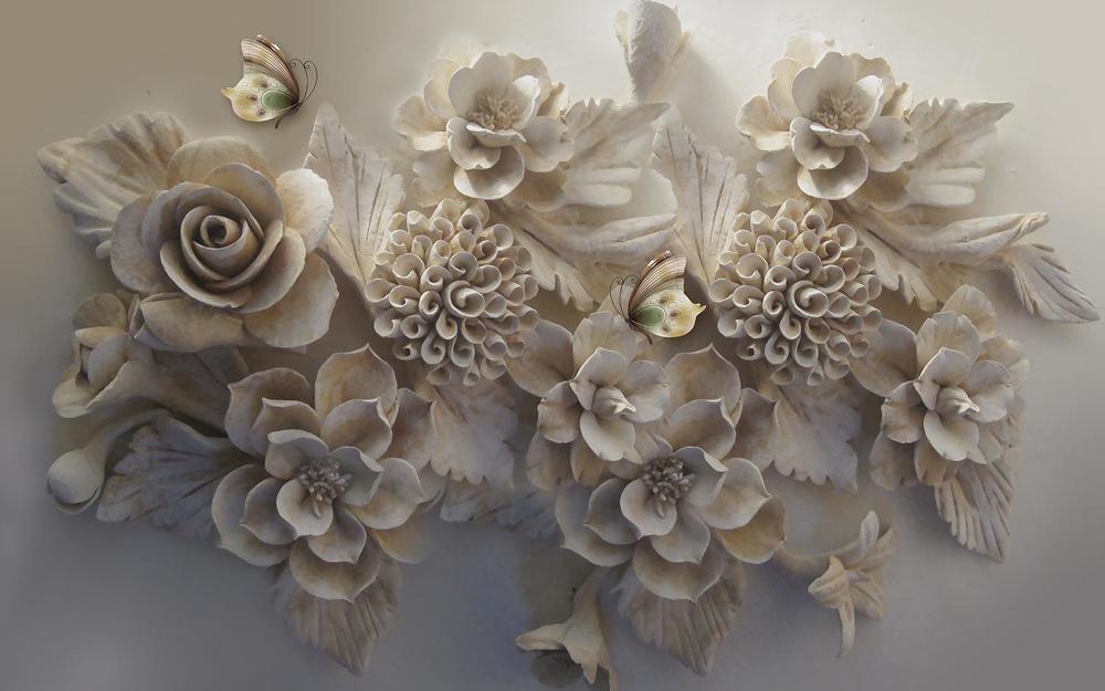 

Фотообои Walldeco Цветы из шпаклевки на стене №33955 Мелкий песок с блестками