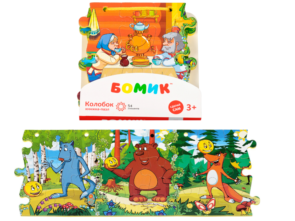 

Книжка-пазл Колобок 54 элемента Бомик (743) (116147)