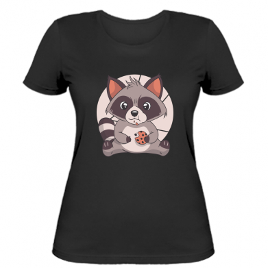 

Женская футболка Stedman Raccoon with cookies S Черный
