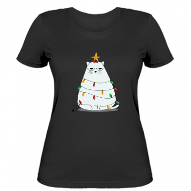 

Женская футболка Stedman Cat and Christmas Lights M Черный