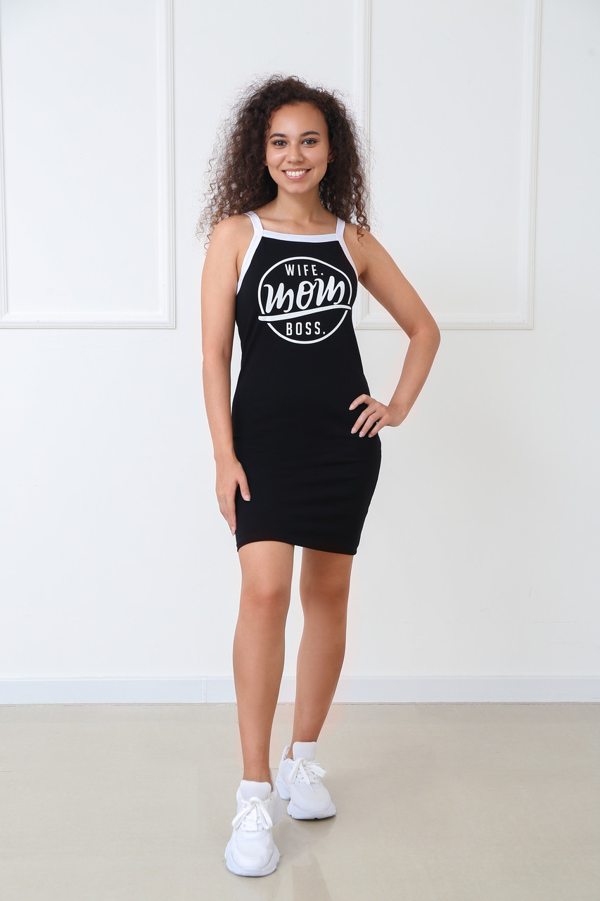 

Трикотажное платье-майка Fashion Girl "Mom" - черный, Трикотажное платье-майка Fashion Girl "Mom" 46-48 черный