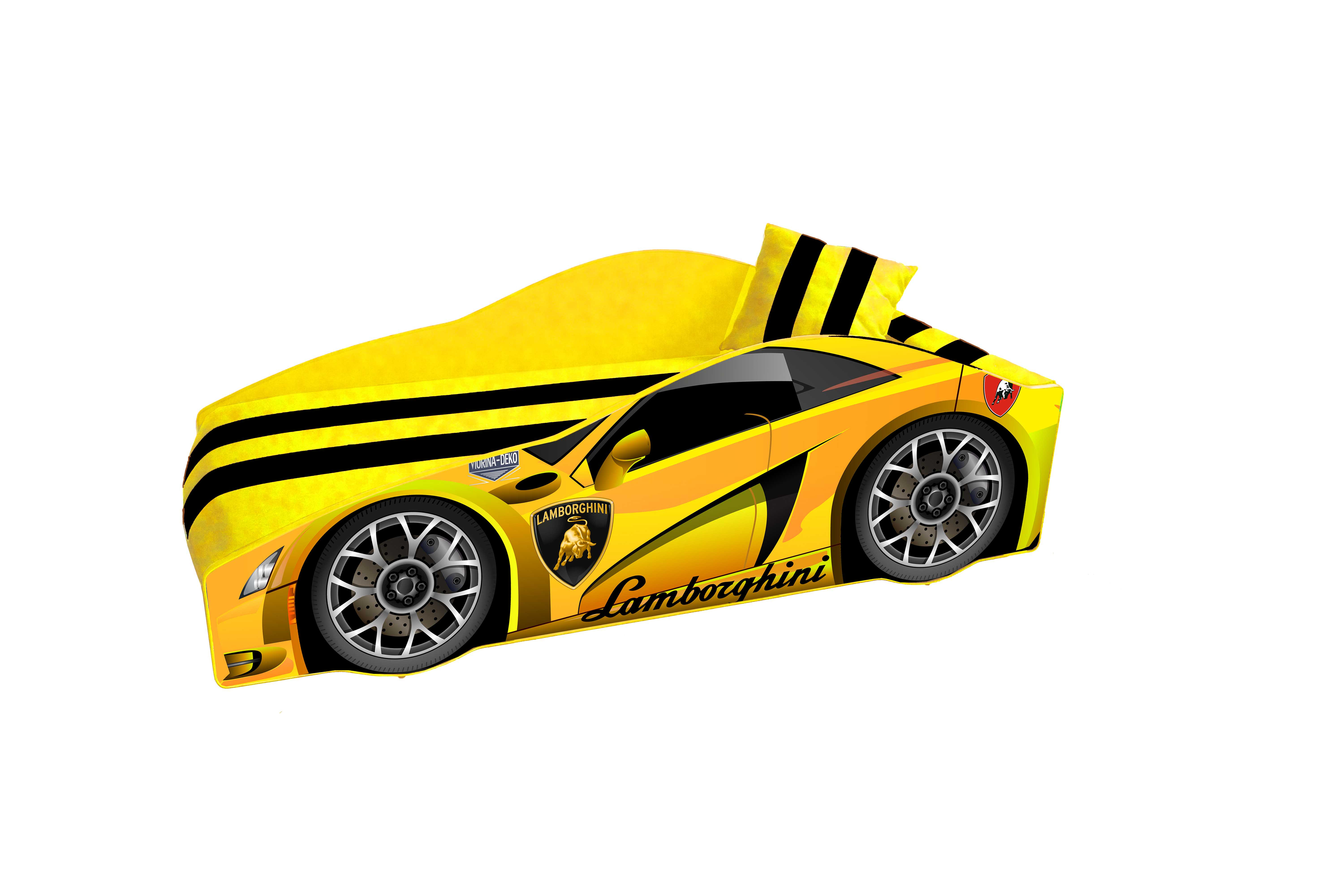 

Кровать-машинка+матрас Viorina-Deko Элит Lamborghini Е-3 Желтый 70х150