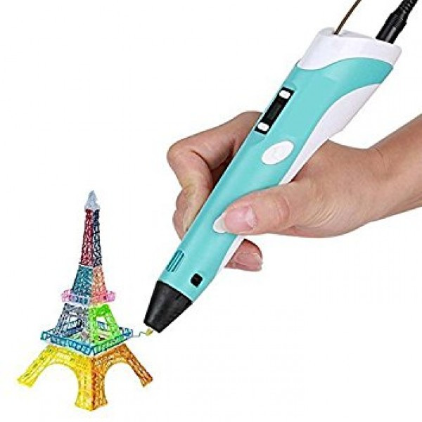 

3D-ручка с экраном Синяя 3D PEN-2 c LCD дисплеем и набором Эко Пластика PLA разных цветов (9метров) GSO 305-466