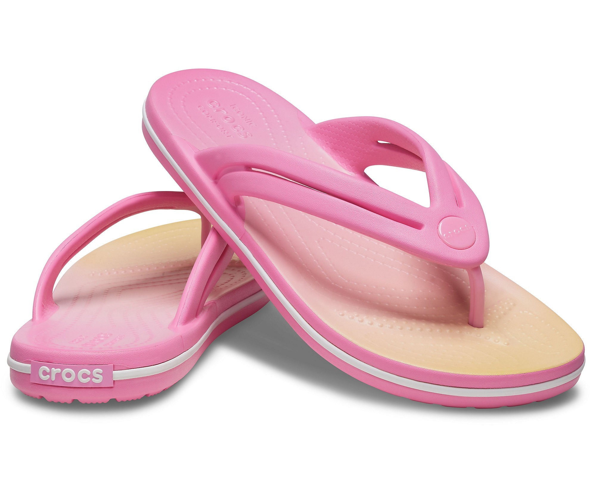 

Вьетнамки Crocs Crocband Ombre W10 40-41 розовый с желтым