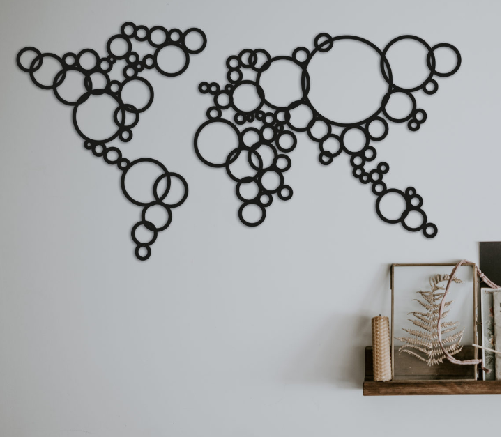 

Картина из дерева DecArt карта Circles Map 112x60 см