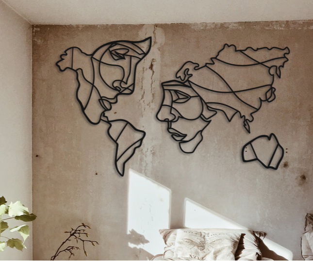 

Картина из дерева DecArt карта Face Map 120x72 см