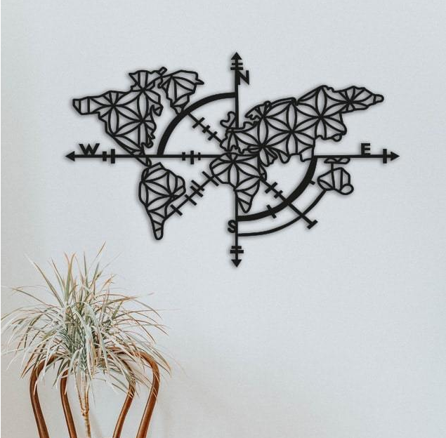 

Картина из дерева DecArt карта Compass Map 100x65 см