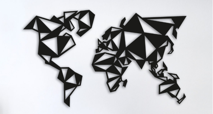 

Картина из дерева DecArt карта Geometric World 100x60 см