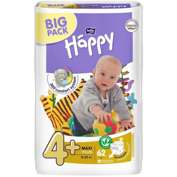 

Подгузники Bella Happy Maxi 4+ Plus (9-20 кг) 62 шт