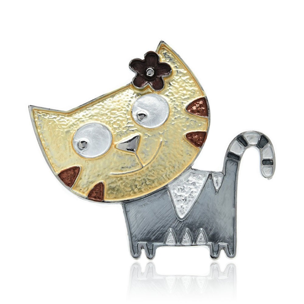 

Брошь-кулон женская BROCHE бижутерия с эмалью Животные Кошка Сима бежевая BRBF111435