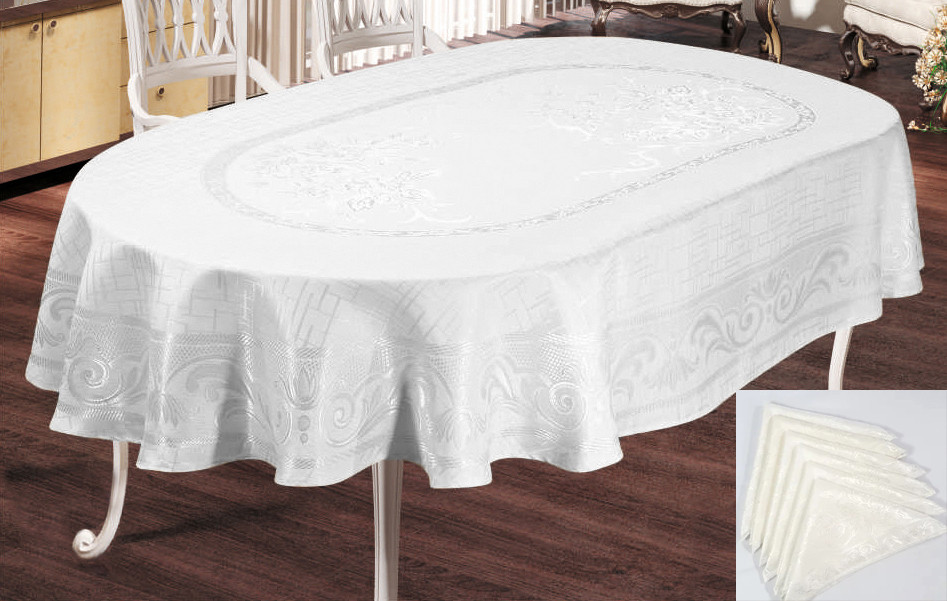 

Скатерть Sagol тефлон 160x300 ovale Sgl-003 White + 8 салфеток *
