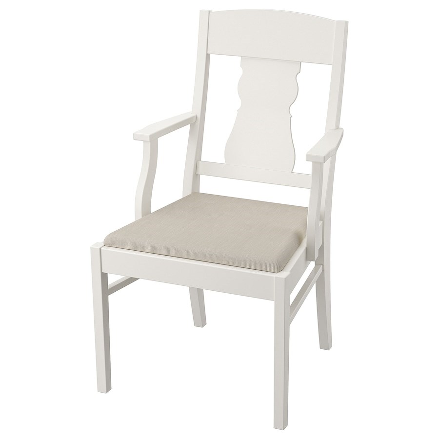 

Стілець з підлокітниками IKEA INGATORP білий / Nordvalla бежевий (902.462.91)