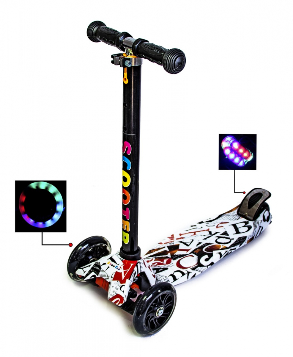 

Детский самокат со светящиеся колёсами Scooter MAXI ABC