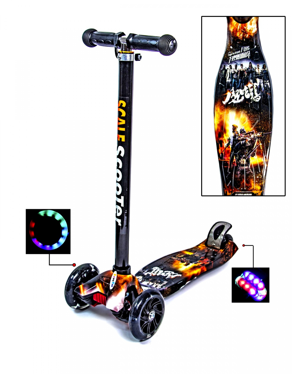 

Детский самокат со светящиеся колёсами Scooter MAXI Battle