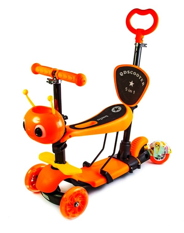 

Детский самокат Scooter 5in1 с маневрированным приводом "Пчелка" оранжевый