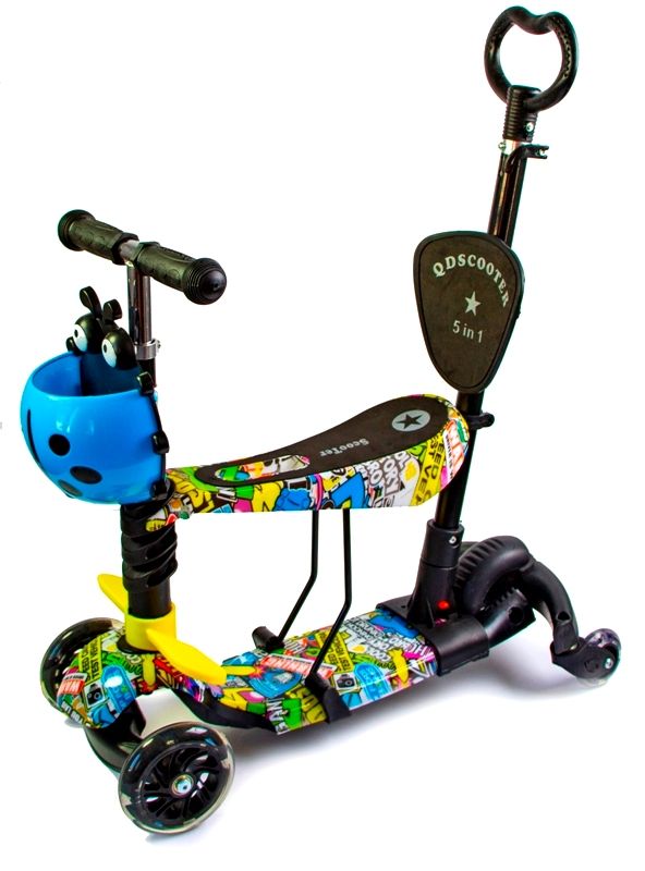 

Детский самокат Scooter 5in1 со светящимися колесами "Божья коровка" Graffity