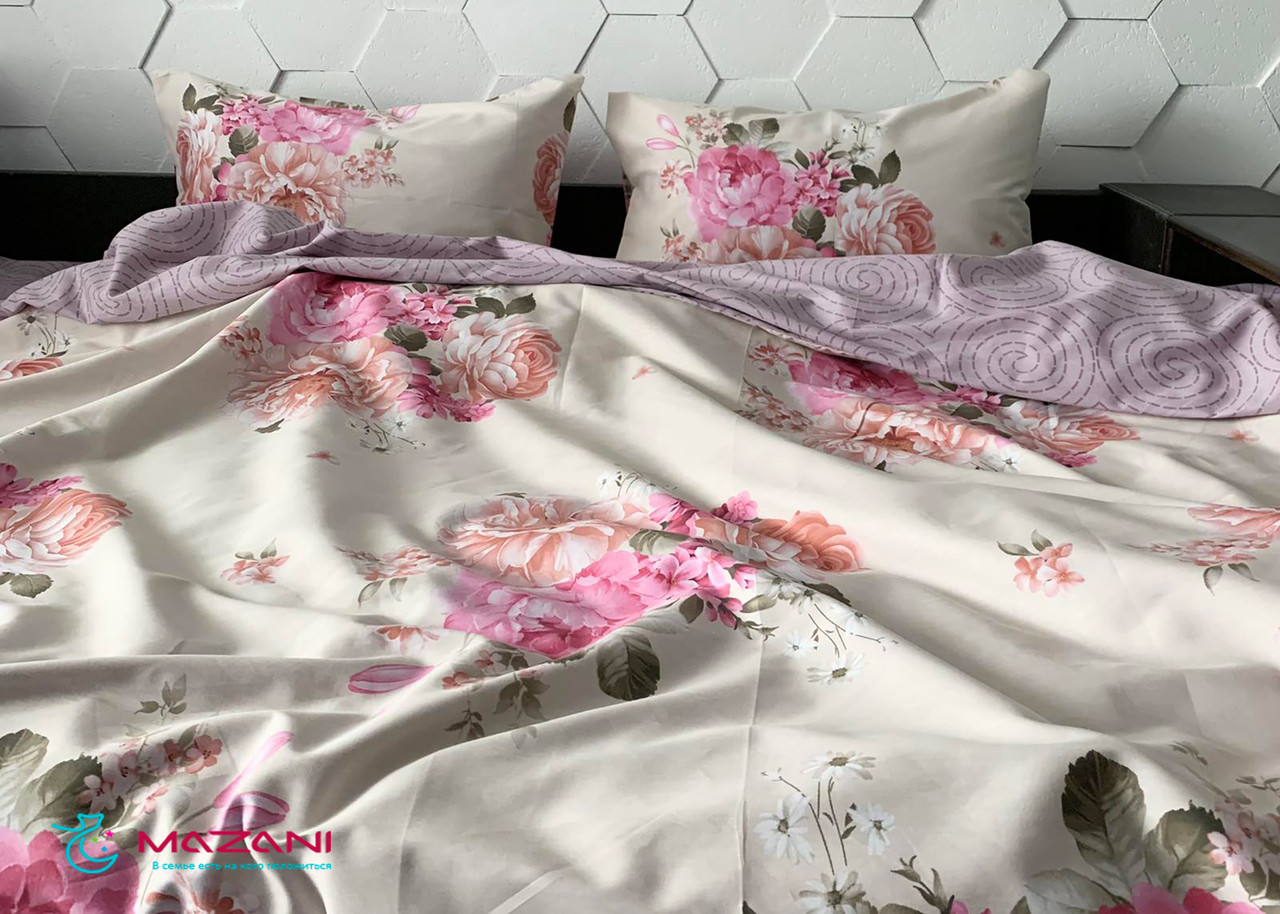 

Постельное белье евро Mazani Пионы 70х70 см, 200х220 см, без резинки 240х220 см