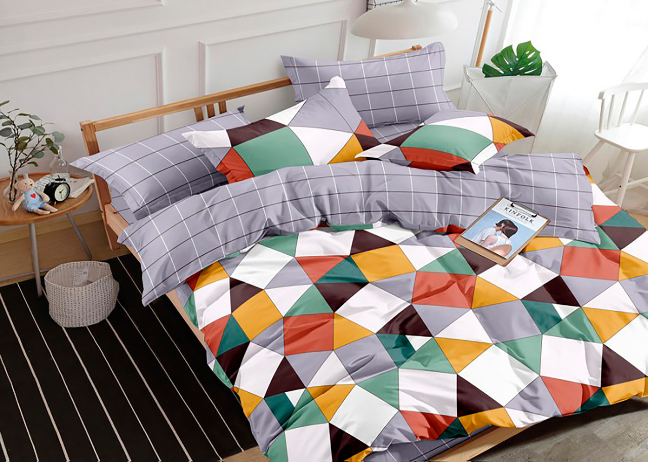 

Постельное белье двуспальное Mazani Мозаика 50х70 см, 180х220 см, на резинке 140х200х25 см