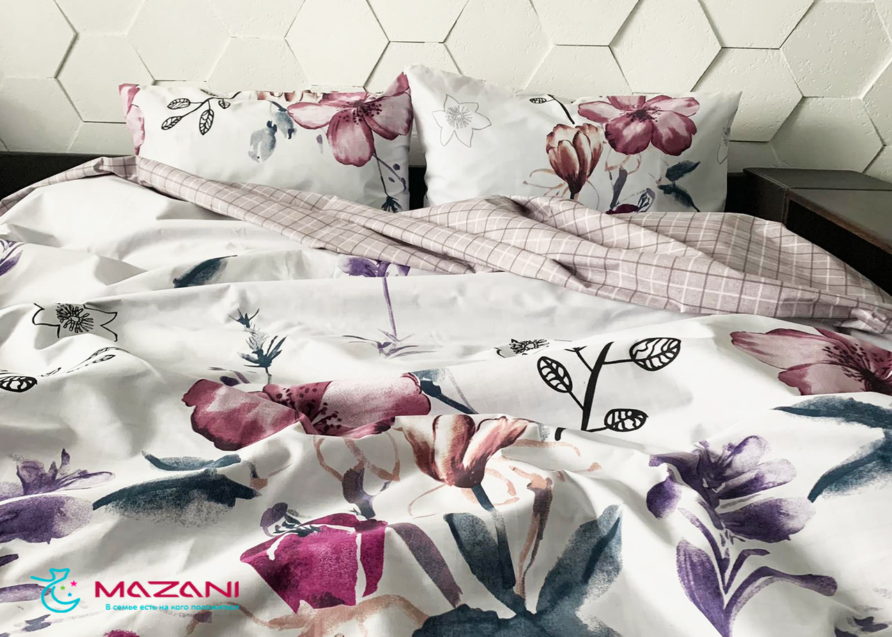 

Постельное белье евро Mazani Фантазия 70х70 см, 200х220 см, на резинке 180х200х15 см