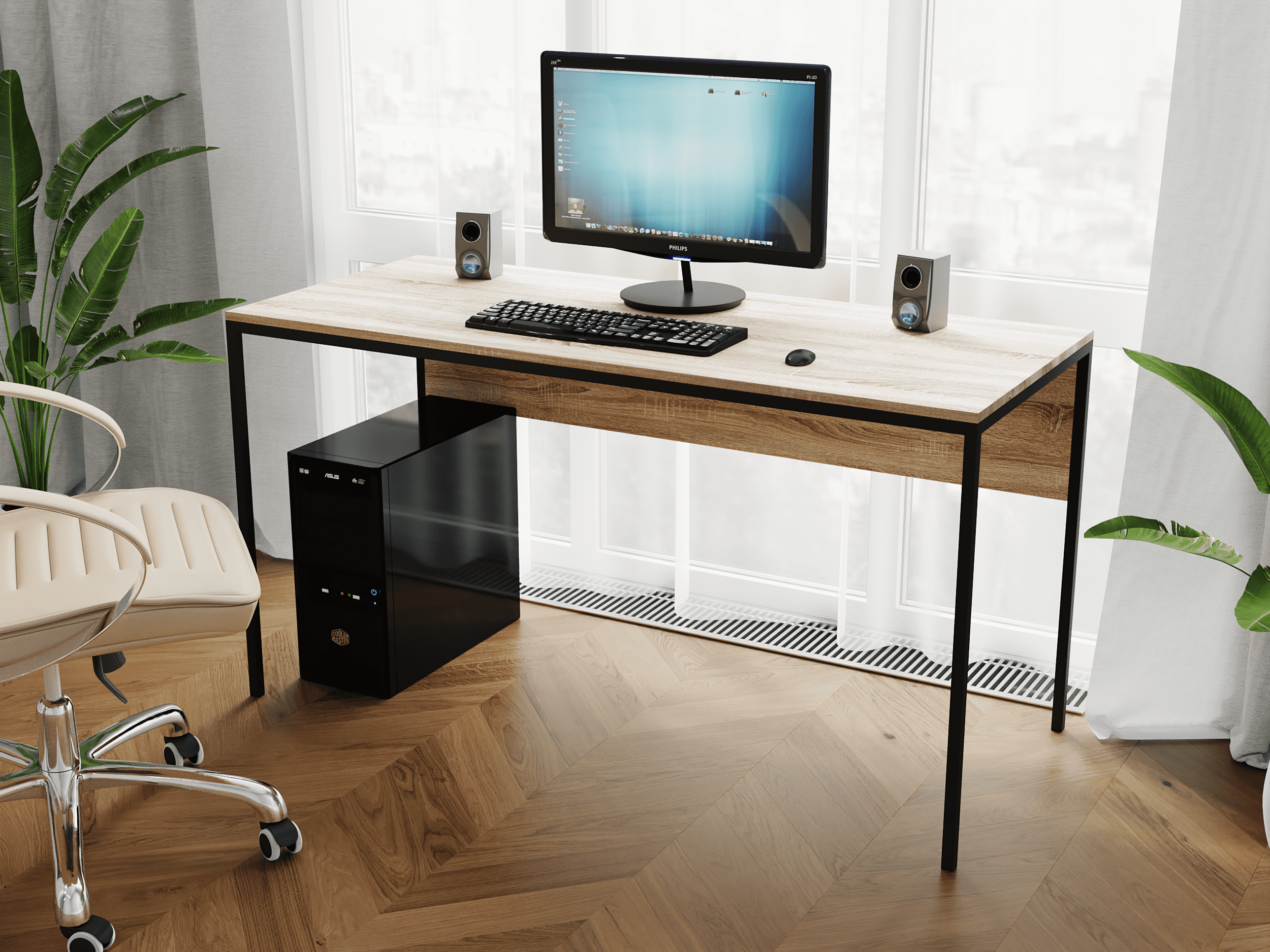 

Компьютерный стол Rimos 1600х750х700 мм TOR черный ЛДСП Дуб Сонома 16мм (Z-25_B_D)