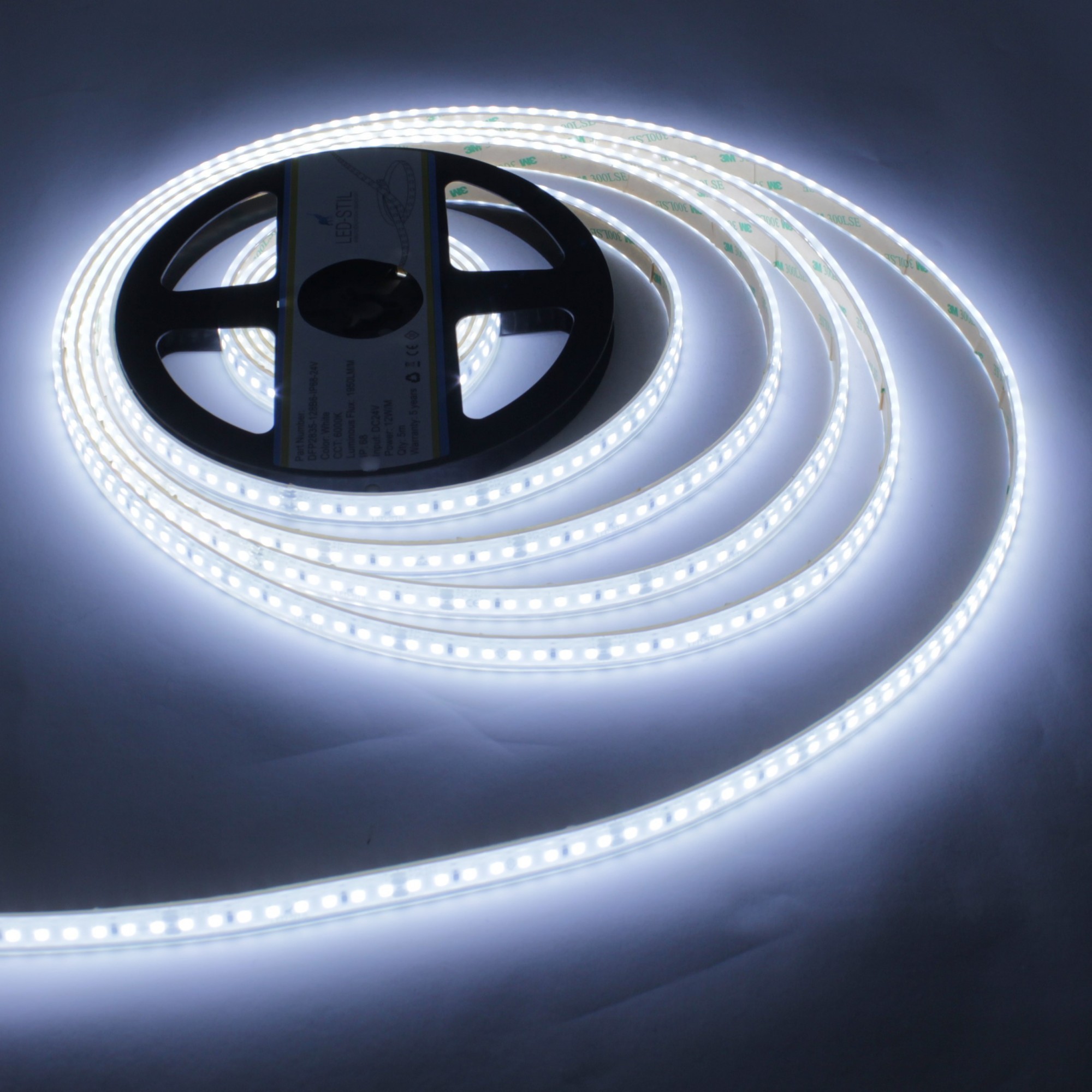 

Светодиодная лента LED LED-STIL 6000K 128шт/м 24V 12w/m IP68 5м DFP2835-128B6-IP68-24V