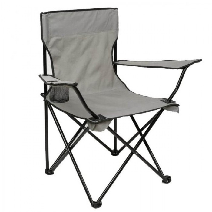 

Стул раскладной для рыбалки и кемпинга со спинкой Camping quad chair HX 001 складное кресло с подстаканником и металлическим каркасом нагрузка 120 кг Серый